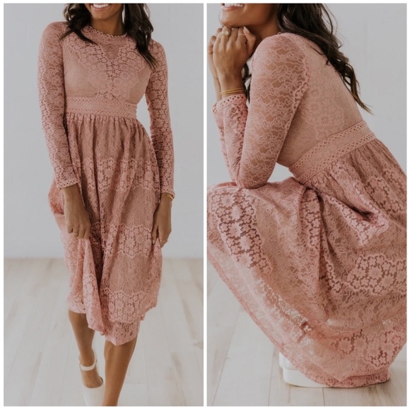 Roolee Elegant Pink Lace Dress - Picture 3 of 8